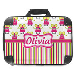 Pink Monsters & Stripes Hard Shell Briefcase - 18" (Personalized)