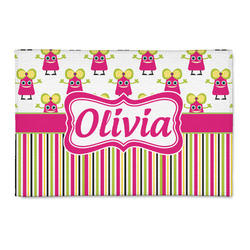 Pink Monsters & Stripes 2' x 3' Indoor Area Rug (Personalized)