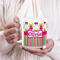 Pink Monsters & Stripes 20oz Coffee Mug - LIFESTYLE