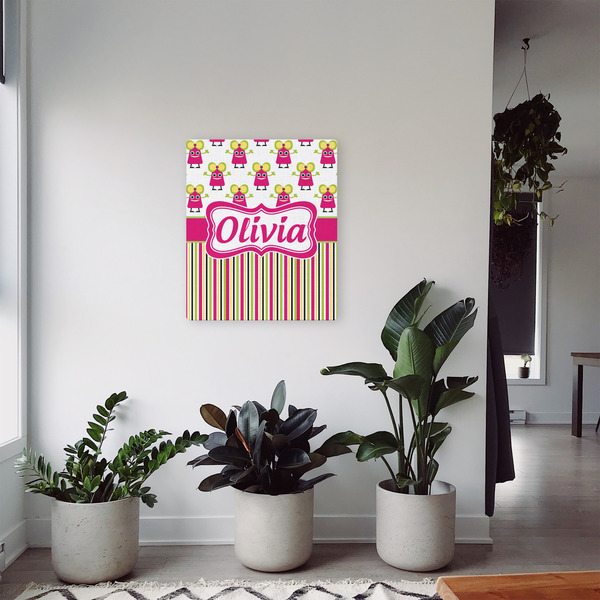 Pink Monsters & Stripes 20x24 - Canvas Print - In Context