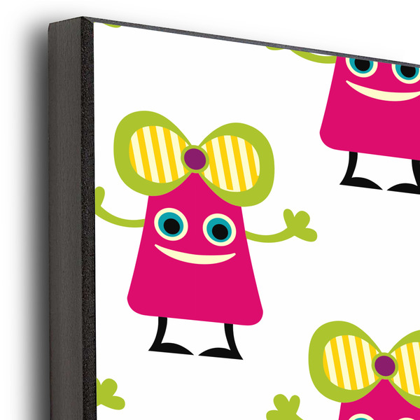 Pink Monsters & Stripes 20x24 Wood Print - Closeup
