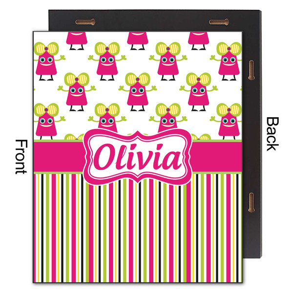 Pink Monsters & Stripes 20x24 Wood Print - Front & Back View