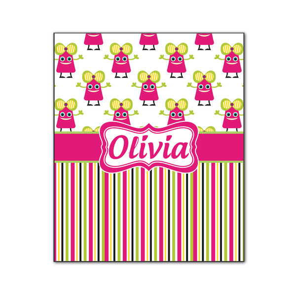Custom Pink Monsters & Stripes Wood Print - 20x24 (Personalized)