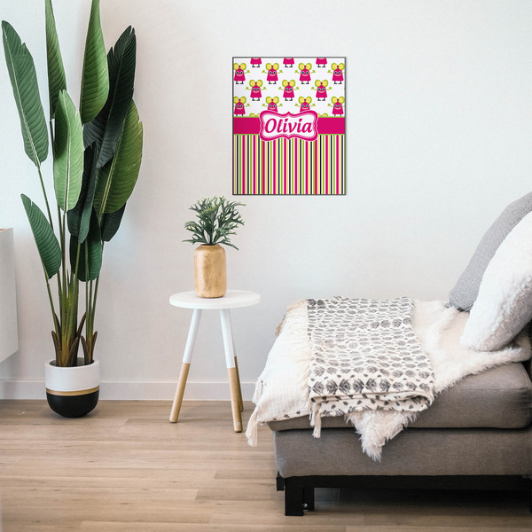 Pink Monsters & Stripes 20x24 Wood Print - In Context