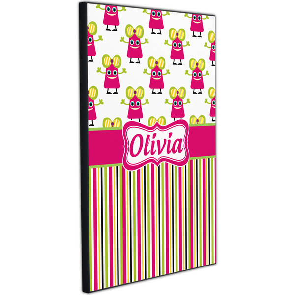 Pink Monsters & Stripes 20x30 Wood Print - Angle View