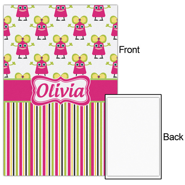 Pink Monsters & Stripes 24x36 - Matte Poster - Front & Back