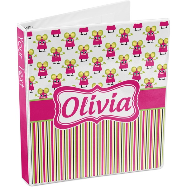 Pink Monsters & Stripes 3-Ring Binder 3/4 - Main