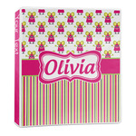 Pink Monsters & Stripes 3-Ring Binder - 1 inch (Personalized)