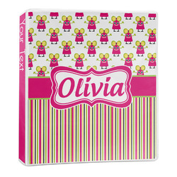Pink Monsters & Stripes 3-Ring Binder - 1 inch (Personalized)