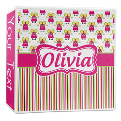 Pink Monsters & Stripes 3-Ring Binder - 2 inch (Personalized)