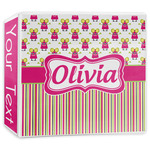 Pink Monsters & Stripes 3-Ring Binder - 3 inch (Personalized)