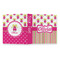 Pink Monsters & Stripes 3 Ring Binders - Full Wrap - 1" - OPEN OUTSIDE