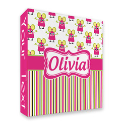 Pink Monsters & Stripes 3 Ring Binder - Full Wrap - 2" (Personalized)