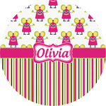 Pink Monsters & Stripes Multipurpose Round Labels - 4" (Personalized)