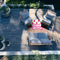 Pink Monsters & Stripes 4'x6' Patio Rug - In context