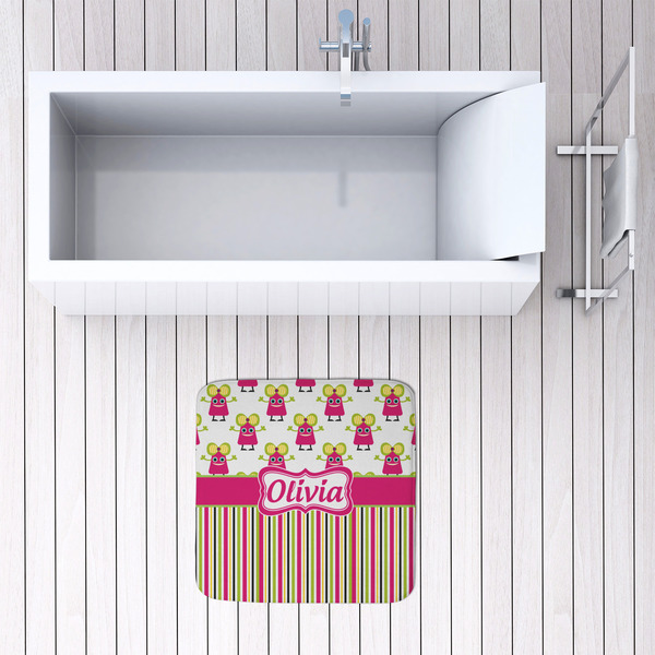 Pink Monsters & Stripes 48x48 Foam Memory Mat - LIFESTYLE