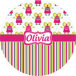 Pink Monsters & Stripes Multipurpose Round Labels - 5" (Personalized)