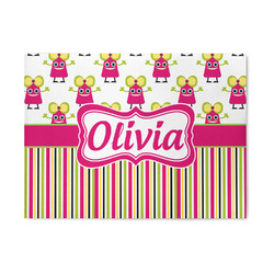 Pink Monsters & Stripes 5' x 7' Indoor Area Rug (Personalized)