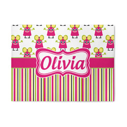 Pink Monsters & Stripes 5' x 7' Patio Rug (Personalized)