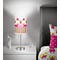 Pink Monsters & Stripes 7 inch drum lamp shade - in room