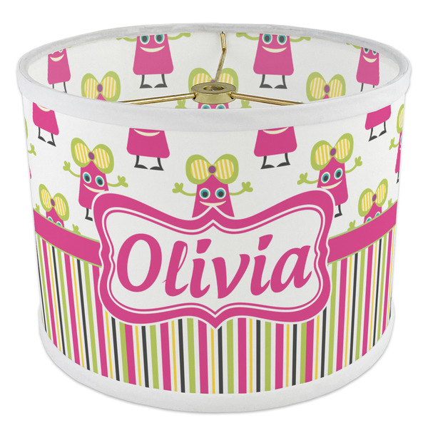 Pink Monsters & Stripes 8" Drum Lampshade - ANGLE Poly-Film