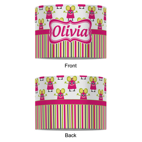 Pink Monsters & Stripes 8" Drum Lampshade - APPROVAL (Fabric)