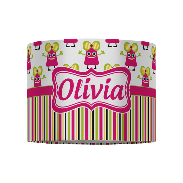 Pink Monsters & Stripes 8" Drum Lampshade - FRONT (Fabric)