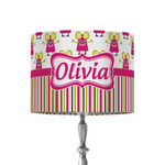 Pink Monsters & Stripes 8" Drum Lamp Shade - Fabric (Personalized)