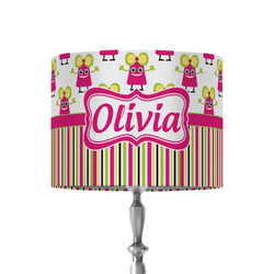 Pink Monsters & Stripes 8" Drum Lamp Shade - Fabric (Personalized)