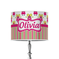 Pink Monsters & Stripes 8" Drum Lamp Shade - Poly-film (Personalized)