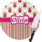 Pink Monsters & Stripes Round Glass Cutting Board - Small (Personalized)