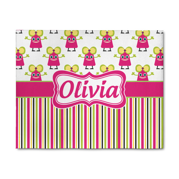 Custom Pink Monsters & Stripes 8' x 10' Patio Rug (Personalized)