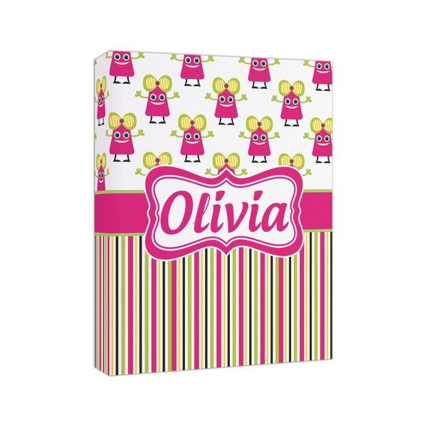 Pink Monsters & Stripes 8x10 - Canvas Print - Angled View