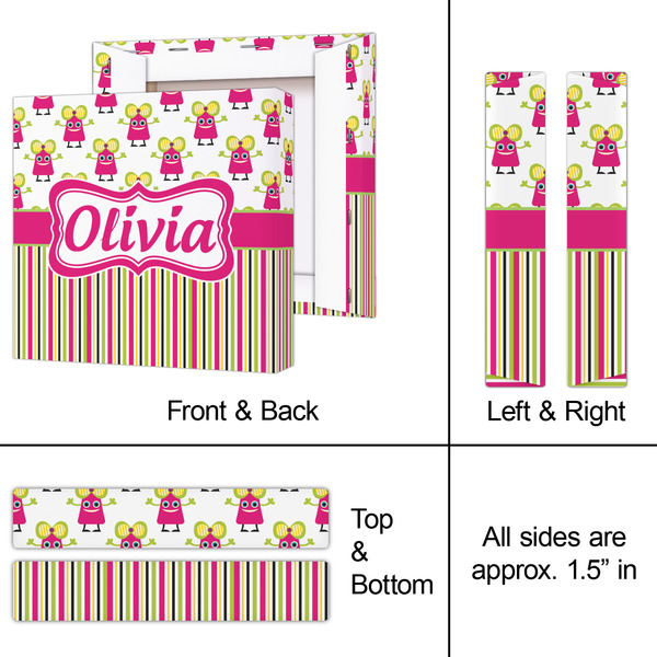 Pink Monsters & Stripes 8x8 - Canvas Print - Approval