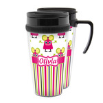 Pink Monsters & Stripes Acrylic Travel Mug (Personalized)