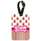 Pink Monsters & Stripes Metal Luggage Tag w/ Name or Text