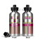 Pink Monsters & Stripes Aluminum Water Bottle - Front and Back