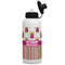 Pink Monsters & Stripes Aluminum Water Bottle - White Front