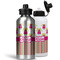 Pink Monsters & Stripes Aluminum Water Bottles - MAIN (white &silver)