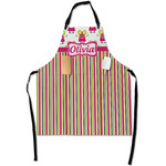 Pink Monsters & Stripes Apron With Pockets w/ Name or Text