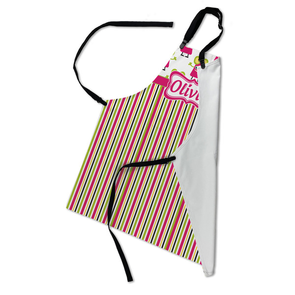 Pink Monsters & Stripes Apron - Folded