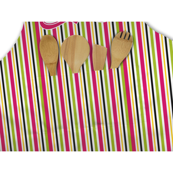 Pink Monsters & Stripes Apron - Pocket Detail with Props
