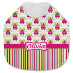 Pink Monsters & Stripes Jersey Knit Baby Bib w/ Name or Text