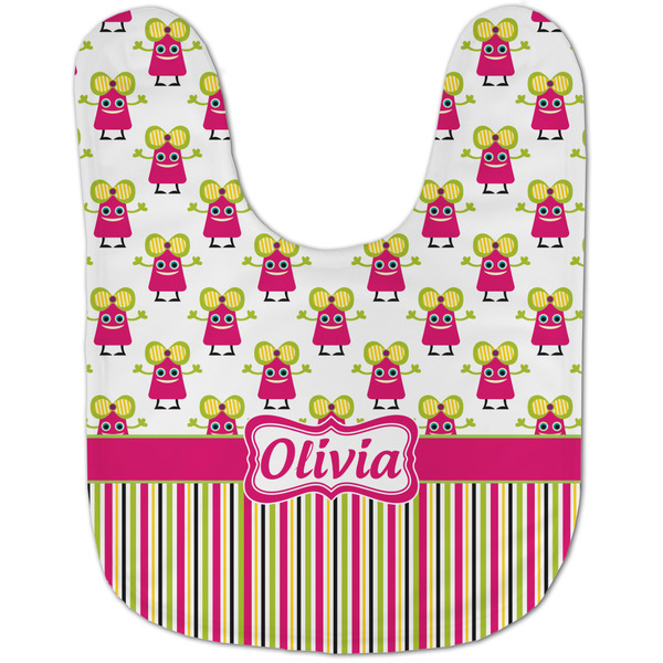 Pink Monsters & Stripes Baby Bib - AFT flat