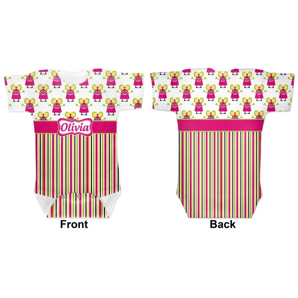 Pink Monsters & Stripes Baby Bodysuit Approval