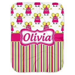 Pink Monsters & Stripes Baby Swaddling Blanket (Personalized)