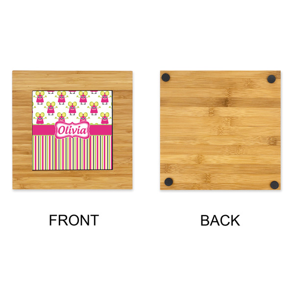 Pink Monsters & Stripes Bamboo Trivet with 6" Tile - APPROVAL