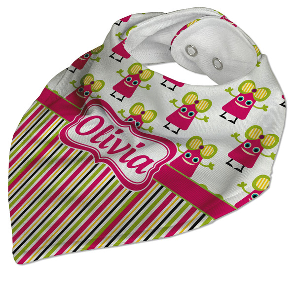 Pink Monsters & Stripes Bandana Closed