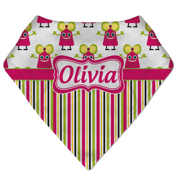 Custom Pink Monsters & Stripes Bandana Bib (Personalized)