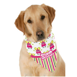 Pink Monsters & Stripes Dog Bandana Scarf w/ Name or Text